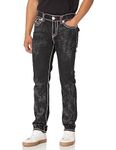 True Religion Brand Jeans Men's Rocco Skinny Super T Flap Jean, Scorpius Black