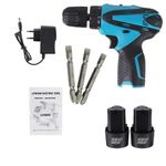 MLD Multi-Function Drill Plastic Cordless Drill Screw Driver 10mm with Batteries & Two Speed Control - LED Light Guided - Keyless Chuck - Reverse Forward Motion - 12V- Lithium-Ion 1.2Ah.