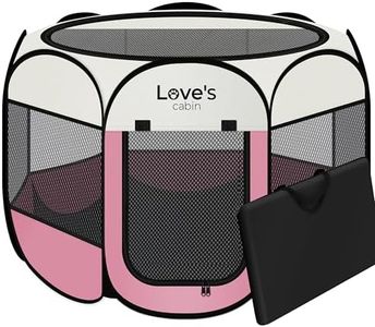 Love's cabin Pet Puppy Dog Playpen, Large Dog Tent Crates Cage Indoor/Outdoor, Portable Playpen for Cat, Foldable Pop Up Dog Kennel Playpen with Carring Case, Removable Zipper Top, Pink