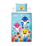 Character World Baby Shark BSHRAIDS002UK1 Official Licensed Rainbow Reversible Double Sided Single Duvet Cover with Matching Pillowcase, Polycotton, Multi-Colour