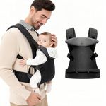 IULONEE Baby Carrier for Newborn Ergonomic Carrier with Detachable Bibs Front & Back Carry Baby Holder Carriers for Toddlers 3-36 Months (3-15kg) Black