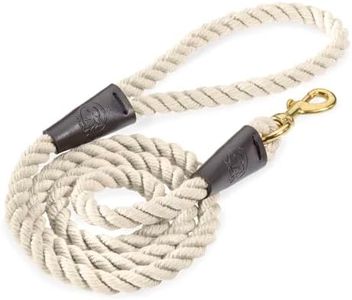Embark Pets Country Dog Rope Leash – Braided Cotton Rope Leashes for Dogs Thick Rope Dog Leash– Rope Leash for Small Dogs, Rope Leash for Medium Dogs, Rope Leash for Large Dogs (4.5 FT, Creme)