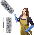 ELITEOFFERING Microfiber Feather Duster Fan Cleaner Mop with extendable Pole 100 Inch with Anti Scratch Bendable Head Brush for Cleaning High Cobweb Stick high Ceiling Fan(Micro Fiber MOP)