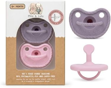 Mila & Lulu Orthodontic Silicone Pacifiers (Set of 2) – 100% Food-Grade, One-Piece Design, Soft Orthodontic Nipple, Airflow Shield, Multi-Use Pacifier & Teether for 0+ Months - Ballerina/Mauve