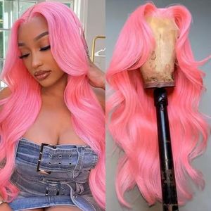 Loyom Pink Lace Front Wig Human Hair Body Wave Colored Lace Front Wigs Human Hair Pre Plucked13x4 Pink Human Hair Wig 200 Density HD Lace Frontal Wigs Human Hair 32 Inch