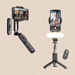 BKN® Q09 Foldable Handheld Gimbal Stabilizer Stick Tripod with Bluetooth Wireless Remote & Removable Fill Light | 360° Rotation Portable Phone Holder Compatible with All Smartphones