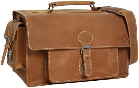 Gusti Cuero studio Bolso de Cuero para Cámara Fotográfica Réflex Protección Lente Piel de Búfalo Bandolera Marrón Fotos 2M41-20-5wp