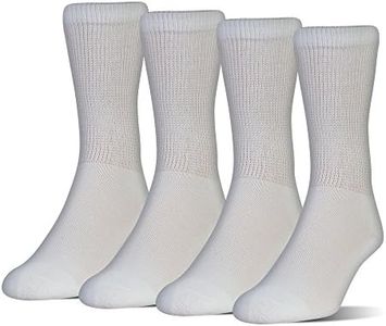 MediPEDS Women's Coolmax Extra Wide Crew Socks, 4-Pack, white, Shoe Size: 10-13