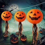 partysanthe halloween decoration props pumpkin lantern decor (40cm paper tassels, orange) -2 pieces- Multi color