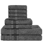 Olivia Rocco 8 Piece Towel Set 2 Bath Towels 2 Hand Towels and 4 Washcloths Cotton Hotel Quality Super Soft and Highly Absorbent, Charcoal