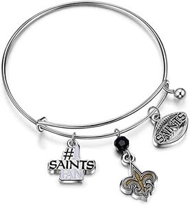 Match-Up Promotions unisex adult Three Charm Logo Bangle Bracelet, Silver, One Size US