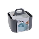 BLUE GINKGO Multipurpose Caddy Organizer - Stackable Plastic Caddy with Handle | Desk, Makeup, Dorm Caddy, Classroom Art Organizers and Storage Tote (Square) - Grey