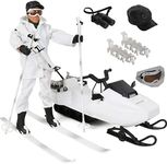 Click N' Play Action Figure Military Snowmobile 15 Piece Set, Military Action Figures and Army Toys for Boys 8-12