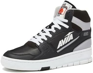 Avia 821 High Top Sneakers for Men, Indoor or Outdoor Mens Basketball Shoes - Black/White Trim, 7 Medium