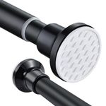Extendable Shower Curtain Pole 130-201cm Stainless Steel Shower Curtain Rod Tension Rod Adjustable Telescopic Curtain Poles No Drilling Shower Curtain Rail for Bathroom Window Kitchen Wardrobe, Black