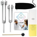 SANEWAVE 128 Hz Tuning Fork Medical Healing Instrument - Aluminum Sensory Tuning Forks for Healing Chakra Set - Soft Bag Human Biofield Diapason Therapy, Stress Reliever, 256 Hz