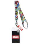 Marvel Comic Book Graphic Lanyard ID Badge Holder And 2" Rubber Charm