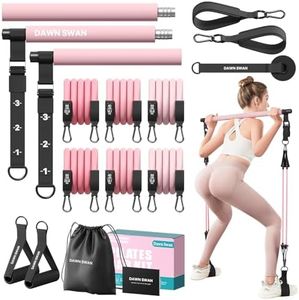 DAWN SWAN Pilates Bar Kit with Resistance Bands – Adjustable Home Gym Workout Equipment for Women & Men – Portable Pilates Equipment for Squats, Yoga & Full Body Toning