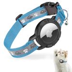 Reflective Airtag Cat Collar, JIARUI Integrated Apple Airtag Cat Collar, GPS Cat Tracker Collar with Airtag Holder and Bell, Lightweight Cat Tracker Collar for Kittens and Puppies [Blue] [S]