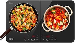 CIARRA CBTIH2 Portable Induction Hob 2800W Double Cooking Zones with Touch Control Ceramic Glass Panel 9 Power Levels Timer Child and Safety Lock Black