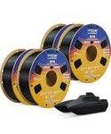 OVERTURE 4KG Bundle PETG Filament 1.75mm, High Speed Printing 3D Printer Filament, Black*4 PETG 1kg (2.2lbs) Cardboard Spool- Neatly Wound, Accuracy +/- 0.02mm, Fit Most FDM Printers
