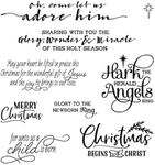 Xmas Christmas Greetings Words Phrases Soft Rubber Gel Stamps for Card Making DIY Scrapbooking Decorations Merry Christmas, Glory to The Newborn King for Unto us a Child is Born,Christmas Begins with