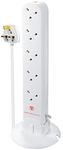 Masterplug Ten Socket Surge Protected Extension Tower, 1 Metre Cable, White