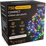 CHRISTOW Christmas Tree Lights, Compact Multi-Coloured LED Fairy String Lights with Timer, 8 Light Modes, Indoor & Outdoor, Mains Operated, Green Cable (750 LED / 18.72m Lit Length for 6ft Xmas Tree)