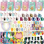 CasBurr Cat Birthday Decorations, 230PCS Cat Party Favors for Kids, Cat Themed Birthday Party Supplies, Cat Gift Goodie Bags Stamps Stickers Pinata Fillers Toys as Return Gifts for Boys Girls