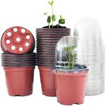 RooTrimmer Plant Nursery Pots with Humidity Domes, 25 Sets 4 Inch Soft Nursery Pots Quality Ones (25 Pots + 25 Clear Lids), Seeds Starter Pots Small Planter Containers