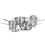 CUISINART 77-10N1C Classic Collection Cookware Set, Brushed Stainless Steel, 10 Piece, Silver