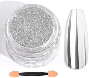 Saviland Silver Chrome Nail Powder - 1g Metallic Mirror Effect Chrome Powder for Gel Nails, Manicure Nail Art Pigment Silver Chrome Powder Nail Decoration Glitter Dust for Nail Art Gel Polish Home DIY