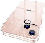 Choiche Compatible with iPhone 13 Case, Women Glitter Bling Sparkly Case Bumper, [2 x Diamond Camera Lens Protectors] [Non-Yellowing Shockproof Protective Cover] 6.1-inch 2021 (Glitter Clear)