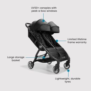Baby Jogger City Tour 2 Double Pushchair – Lightweight Twin Stroller