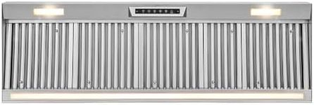 Akicon 60 Inch Range Hood Insert with Gesture Sensing & Touch Control, 1200 CFM Bulit-in Kitchen Vent Hood with 4 Speeds, Stainless Steel Ducted Stove Hood with 3CCT Lights, Baffle Filter (Warm White)