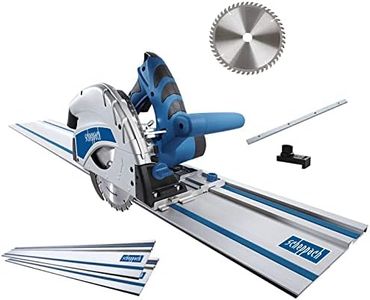 Scheppach Set Tauchsäge PL55 inkl. Führungsschiene & 2. HW Sägeblatt | Tauchkreissäge Handkreissäge | 140 cm Führungsschiene (2x 70 cm) | 1200 Watt | 160 mm Sägeblatt | 16 mm Schattenfuge
