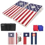 GoSports Flag Series Wood Cornhole Sets – Choose American Flag or State Flags – Includes Two Regulation Size 4 ft x 2 ft Boards, 8 Bean Bags, Carrying Case and Rules