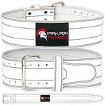 Dark Iron Fitness White Weight Lifting Belt - Medium - Men & Women - All Leather Gym Belts - Weightlifting, Powerlifting, Strength Training, Squat, Deadlift Workout Up to 600 Lbs