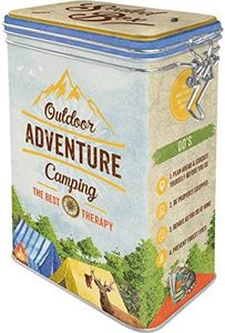 Nostalgic-Art Caja de café retro, Outdoor Adventure – Idea de regalo para aficionados al camping, Lata con tapa aromática, Diseño vintage, 1,3 l