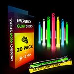 Glow Mind 20 Ultra Bright Glow Sticks - Emergency Light Sticks for Camping Accessories, Parties, Hurricane Supplies, Earthquake, Survival Kit and More - Lasts Over 12 Hours (Multi Color)