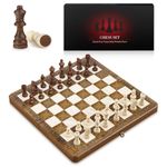 12''x12'' Chess Set for Adults Kids, Magnetic Wooden Chess Board with Handmade Staunton Pieces & 2 Bouns Queens, Folding Portable Travel Board Game for Tournament Professional Beginner