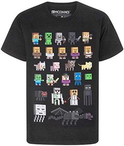 Minecraft T-Shirt Boys Sprites Gamer Gifts Black Short Sleeve Top 7-8 Years