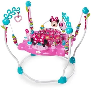 Bright Starts Disney Baby MINNIE MOUSE PeekABoo Baby Activity Center Jumper with 8 Toys, Lights & Sounds, 360-Degree Seat, 6-12 Months (Pink/Blue)