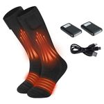ALLC Heated Socks for Women Men, USB Rechargeable Thicken Cotton Socks UK with 4500mah Battery, Double-Sided Heating Socks, for Arthritis Winter Outdoor Ski Cycling Sports (black)