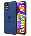 REALCASE Samsung A51 Polycarbonate Back Cover Case Stylish Deer Fabric 3D Full Protective Side Grip Bumper Shock Proof Case Back Cover For Samsung Galaxy A51 (D-Blue)