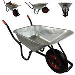 90 Litre 150kg Capacity Galvanised Samuel Alexander Metal Outdoor Garden Heavy Duty Wheelbarrow - Wheel Barrow with Pneumatic Tyre