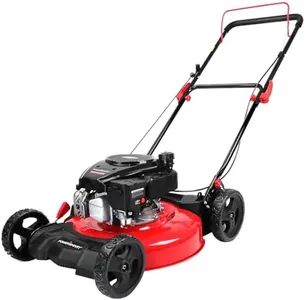 PowerSmart 21 in. Gas Lawn Mower, 144cc 2-in-1 Mulching Push Mower with 6-Positions Height Adjustment, High Rear Wheels