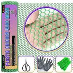 MAPORCH Upgraded 15.7" x 32.8FT Plastic Chicken Wire Fence Mesh, Included 1 Wire Cutting Scissor, Hexagonal Fencing Wire for Gardening, Poultry Fencing, Wire Frame for Crafts, Floral Netting