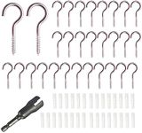 Wexecon 30 Pieces Stainless Steel Screw in Hooks for Hanging,Ceiling Hooks Cup Hook Screw for Hanging Christmas Lights LED Lights Outdoor Christmas Thanksgiving Decorations Indoor(Silver,1.57")