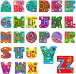 26 PCS Alphabet Posters, Letters Cutout Bulletin Board Set School Decoration Supplies Letter Teaching Tool for Toddler Kid Family Classroom, 12” x 11.5”